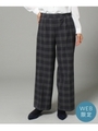 ストレッチグレンチェックワイドパンツ/チャコールグレー(214)