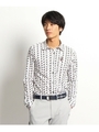 ブリティッシュプリントカノコシャツ/ホワイト×ブラック×グレー(102)
