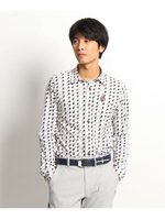 ブリティッシュプリントカノコシャツ/ホワイト×ブラック×グレー(102)