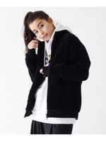 WEB限定 袖スター刺繍ボアジップスタンドジャケット/チャコールグレー(014)