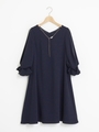 スリーブシフォンドレス/ネイビー