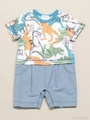 baby 21/−天竺ペンタッチダイナソープリント4.5分丈カバーオール/ネイビー