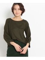 【洗える】ボリューム袖ジャージーカットソー/ボルドー(064)