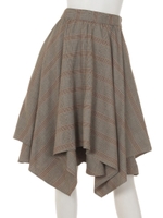 グレンチェックイレヘムスカート/ブラウン