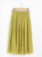 グロッシーサテンギャザースカート/マスタード