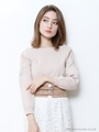 シアーショルダー刺繍ニット/ホワイト