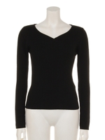 ハートネックリブニットプルオーバー/ピンク