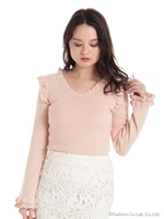 バッククロスフリルニットPO/グレー