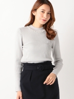 装飾リブボトルネックニット/ライトグレー