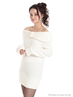 もこもこオフショルワンピース/ホワイト