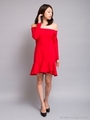 オフショルワンピース[DRESS/ドレス]/レッド