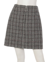 【LATINA】グレンチェックリングZIPミニスカート/BK