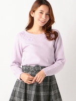 ふんわり刺繍ニット/パープル