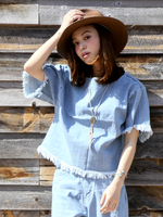 DENIM FRINGE TOPS/デニムフリンジトップス