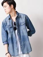 WEGO/デニムウエスタンシャツ