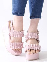 WEGO/フリルエナメルサンダル