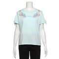 【26%OFF】【ニコラ掲載】お花刺しゅう入りスリット袖Tシャツ
