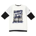 【50%OFF】フォトプリントフェイクレイヤードTシャツ
