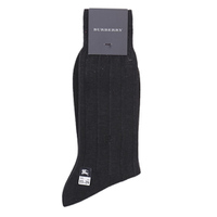 【新品】 ソックス 縦溝 25〜26cm バーバリーロンドン 45800 BURBERRY LONDON ブラック系 メンズ