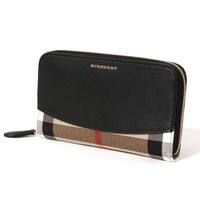 【新品】 バーバリー BURBERRY ラウンドファスナー 長財布 チェック /ELMORE 3975334 ブラック BLACK レディース  y-001086