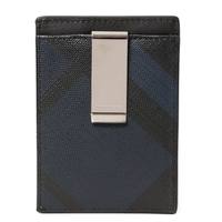 【新品】 マネークリップカードケース 11×8cm バーバリー y-001079 BURBERRY ネイビーブラック メンズ