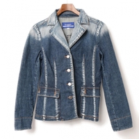 ウォッシュド加工テーラードデニムジャケット 38 バーバリーブルーレーベル 69119 BURBERRY BLUE LABEL ブルー レディース