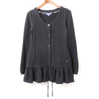 ケーブルニットフレアカーディガン 38 バーバリーブルーレーベル 01000095 BURBERRY BLUE LABEL ネイビー レディース