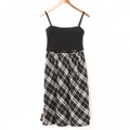 チェック　ウールキャミワンピース　編上げリボン 38 バーバリーブルーレーベル 74482 BURBERRY BLUE LABEL ブラック レディース