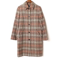 チェックウールロングコート 40 バーバリーロンドン br01001825 BURBERRY LONDON グレー レディース