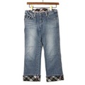 チェック切替クロップドデニムパンツ 23 バーバリーブルーレーベル 67777 BURBERRY BLUE LABEL ブルー レディース