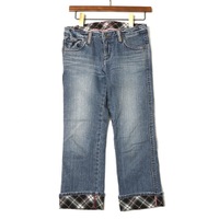 チェック切替クロップドデニムパンツ 23 バーバリーブルーレーベル 67777 BURBERRY BLUE LABEL ブルー レディース
