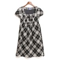 チェック柄　半袖パフスリーブワンピース グレー 36 バーバリーブルーレーベル 69763 BURBERRY BLUE LABEL グレー レディース