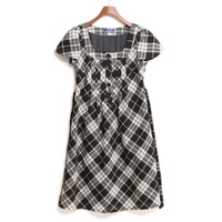 チェック柄　半袖パフスリーブワンピース グレー 36 バーバリーブルーレーベル 69763 BURBERRY BLUE LABEL グレー レディース
