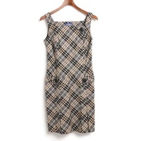 ノースリーブ　チェックワンピース　ボタン付き 38 バーバリーブルーレーベル 74503 BURBERRY BLUE LABEL グレー レディース