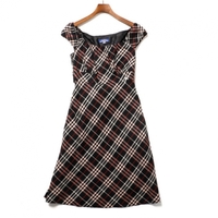 ノースリーブチェックワンピース 38 バーバリーブルーレーベル 67562 BURBERRY BLUE LABEL ブラック レディース
