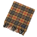 バーバリーズ カシミア100％使用 英国チェック柄 マフラー 30199 ブラウン＆レッド系 メンズ レディース