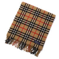 バーバリーズ カシミア100％使用 英国チェック柄 マフラー 30199 ブラウン＆レッド系 メンズ レディース