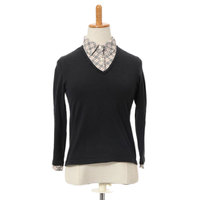 バーバリーロンドン BURBERRY LONDON チェック衿シャツ 160A 39920 黒×ベージュ系 レディース