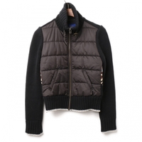 バックノルディックジップアップダウンニットジャケット 38 バーバリーブルーレーベル 01000240 BURBERRY BLUE LABEL ブラック レディース