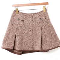 ヘリンボーンウールインバーテッドスカート 36 バーバリーブルーレーベル 76054 BURBERRY BLUE LABEL ブラウン レディース