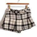 ベルト付チェックウールキュロットパンツ 36 バーバリーブルーレーベル 68129 BURBERRY BLUE LABEL ホワイト レディース
