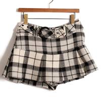 ベルト付チェックウールキュロットパンツ 36 バーバリーブルーレーベル 68129 BURBERRY BLUE LABEL ホワイト レディース