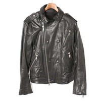 ラムレザーダブルライダースジャケット M バーバリーブラックレーベル 71167 BURBERRY BLACK LABEL ブラック メンズ