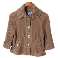 ロゴボタンケープニット 38 バーバリーブルーレーベル br01002259 BURBERRY BLUE LABEL ブラウン レディース
