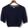 ロゴ刺繍パフスリーブニットボレロ 38 バーバリーブルーレーベル 74061 BURBERRY BLUE LABEL ネイビー レディース
