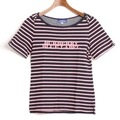 ロゴ刺繍半袖ボーダーカットソー 38 バーバリーブルーレーベル 76105 BURBERRY BLUE LABEL ネイビー レディース
