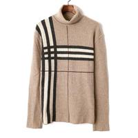 定番チェックタートルネックニット L バーバリーロンドン 63999 BURBERRY LONDON ブラウン メンズ