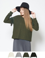 二重織りニットソーフリンジ袖トップス【メール便可／100】