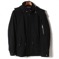 裏地チェックウールミリタリージャケット M バーバリーブラックレーベル br01001169 BURBERRY BLACK LABEL ネイビー メンズ