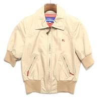 裏地メッシュジップアップ半袖ブルゾン 38 バーバリーブルーレーベル 66001 BURBERRY BLUE LABEL ベージュ レディース